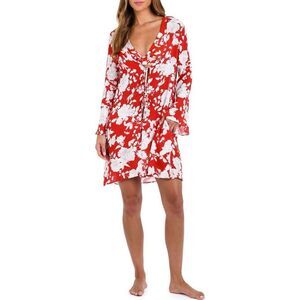 L'Agence Women's Rouge Meghan Ikebana Tie Front Dress Swim Cover Up Size Large N